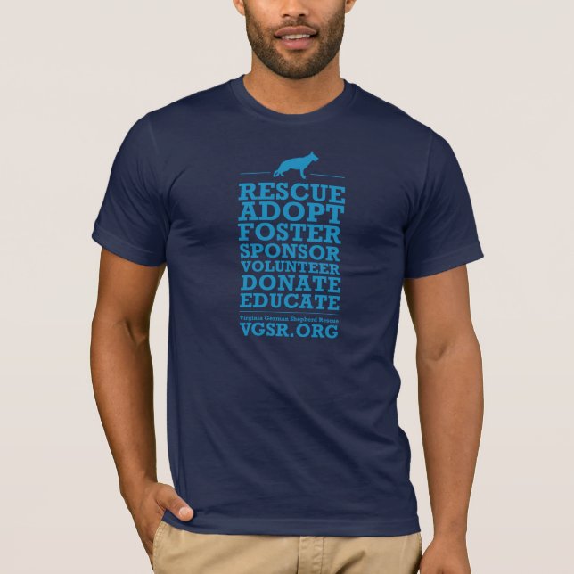 Men's blue rescue adopt shepherd T-Shirt (Front)