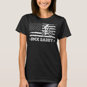 Mens Bmx Daddy Usa Flag Vintage Cycling Bmx Rider T-Shirt