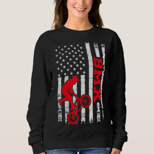 Mens Bmx Rider Vintage American Flag Bmx Father's Sweatshirt