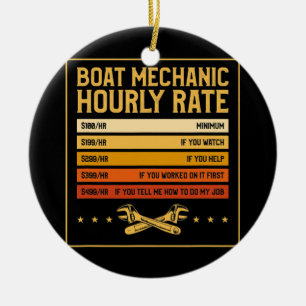 Mens Boat Mechanic Hourly Rate Funny Mechanical Ceramic Tree Decoration
