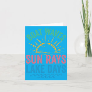 Mens Boat Waves Sun Rays Lake Days Cute Retro 70s Card
