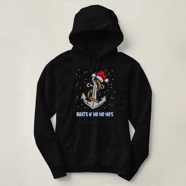 Mens Boats N Ho Ho Hos Christmas Pajama Funny Humo Hoodie (Design Front)