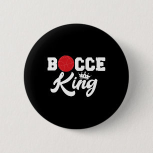 Mens Bocce King Bocci Player Italian Lawn Ball Gam 6 Cm Round Badge