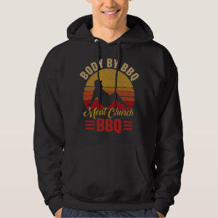 Mens Body By BBQ Vintage Meat Church Grilling Barb Hoodie