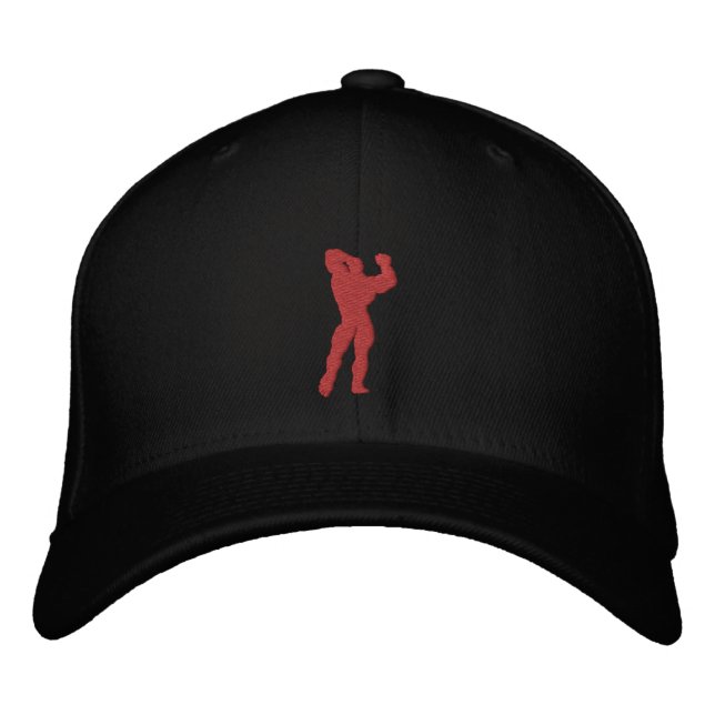 Mens Bodybuilding Pose Embroidered Hat (Front)