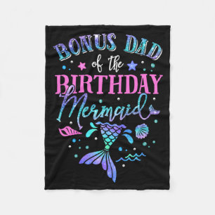 Mens Bonus Dad Of The Birthday Mermaid Party Fleece Blanket