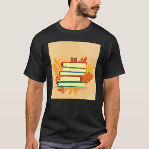 Mens book collection read books fall autumn leaves T-Shirt
