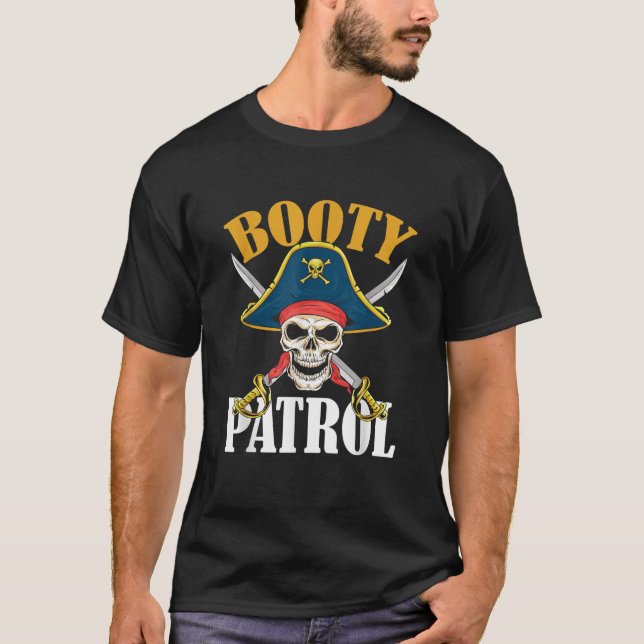Mens Booty Patrol Pirate Halloween T Shirt (Front)