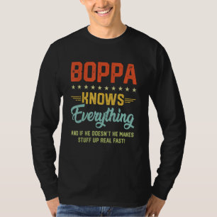 Mens Boppa Knows Everything Grandpa Fathers Jokes T-Shirt