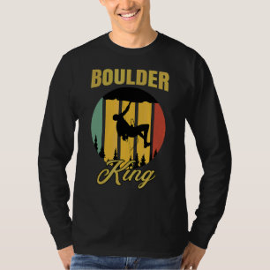 Mens Boulder King Retro Climbing Rocks Bouldering  T-Shirt