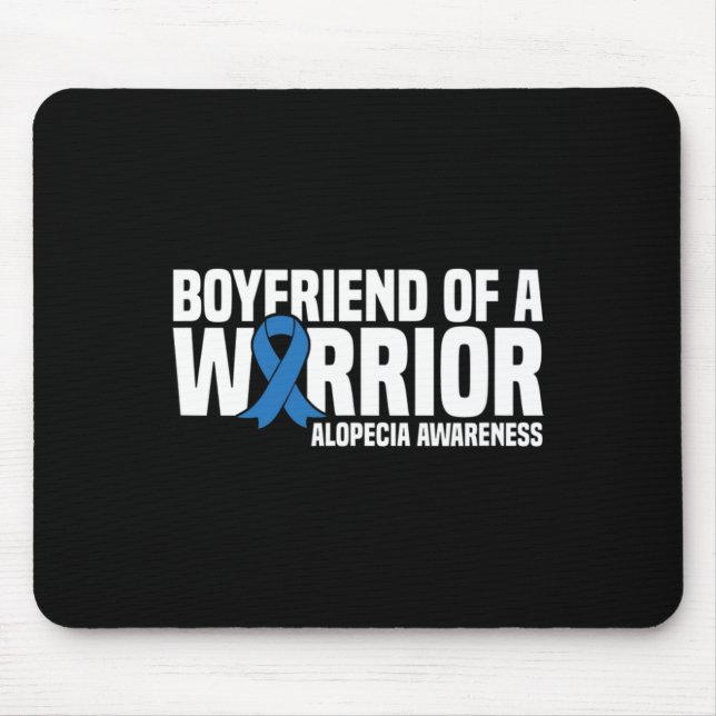 Mens Boyfriend of a Warrior Blue Ribbon Alopecia A Mouse Pad (Front)