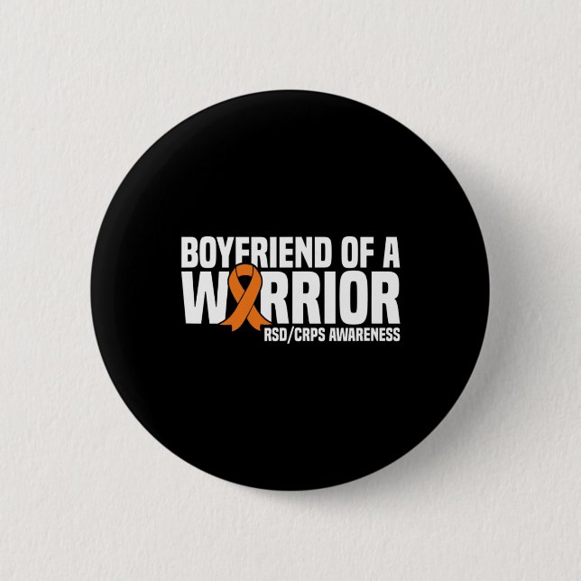 Mens Boyfriend of a Warrior Orange Ribbon RSDCRPS  6 Cm Round Badge (Front)