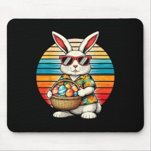 Mens Boys Easter Retro Bunny Egg Funny Easter Men  Mouse Pad