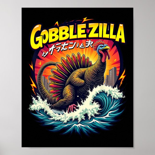 Mens Boys Funny Thanksgiving Gobble  Poster (Front)