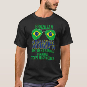 Mens Brazilian Grandpa Brazil Flag Sunglasses Fath T-Shirt