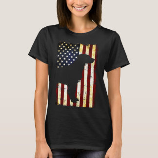 Mens Brittany Silhouette Aamerican Flag 4th Of T-Shirt