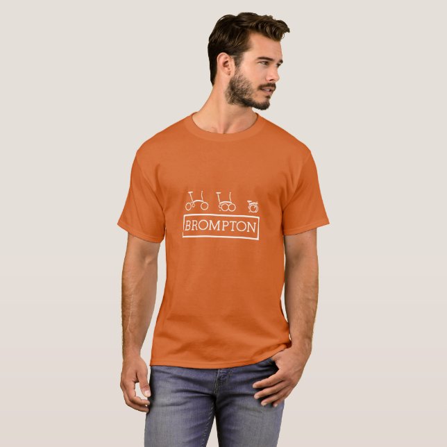 Men's Brompton Folding Bike Basic Orange T-Shirt (Front Full)