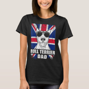 Mens Bull Terrier Dad Cool Uk Flag Vintage Retro T-Shirt