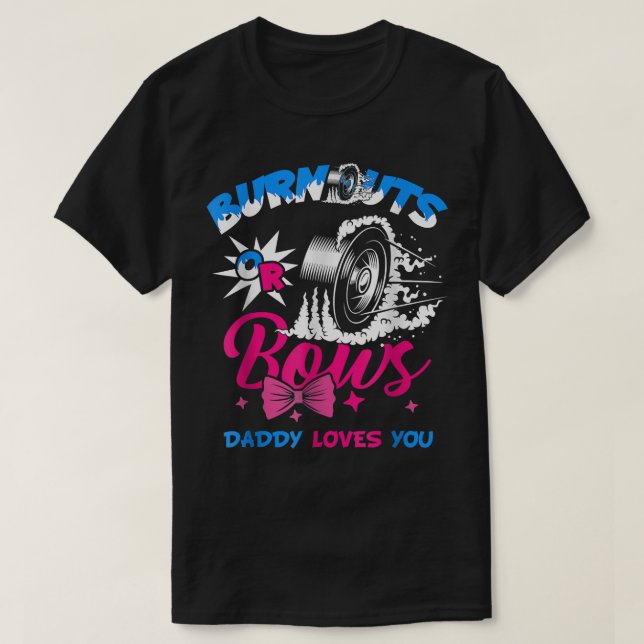 Mens Burnouts Or Bows Gender Reveal Baby Party Ann T-Shirt (Design Front)