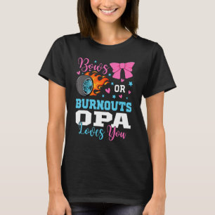 Mens Burnouts or Bows Opa loves you Gender Reveal  T-Shirt