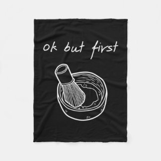 Mens But First Matcha - Funny Minimalist Matcha Fleece Blanket