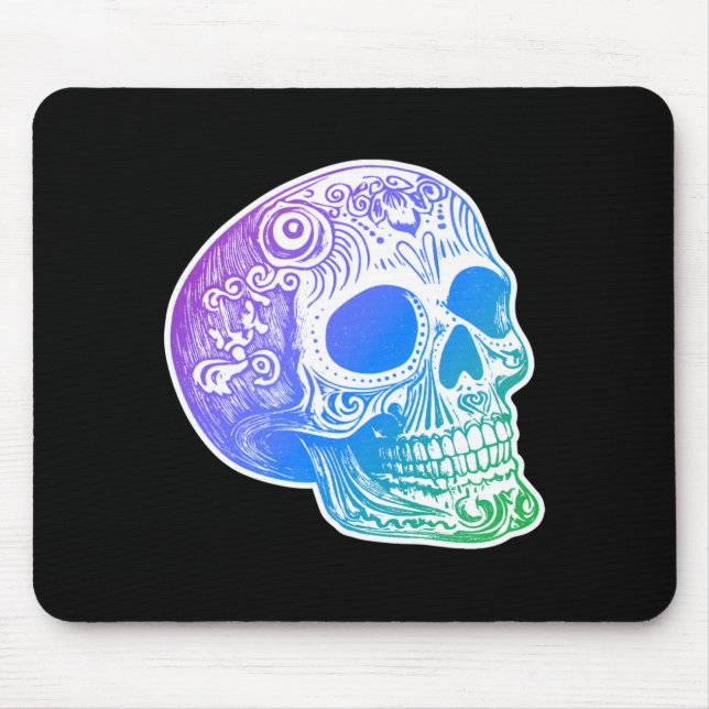 Mens Calaca Gradient Sugar Skull Design Mouse Pad (Front)