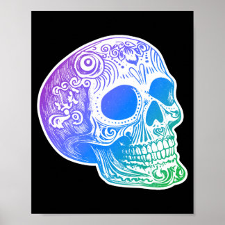 Mens Calaca Gradient Sugar Skull Design Poster