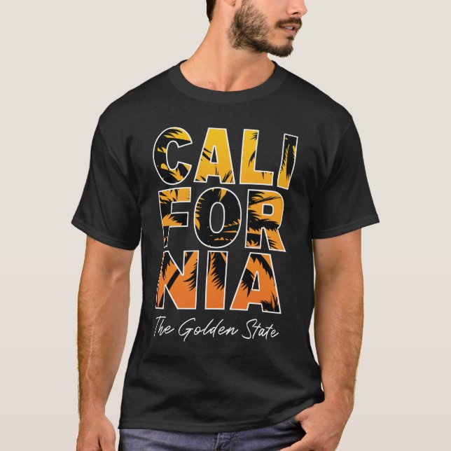 Men's California Palm Trees Filled Letters T-Shirt (Front)