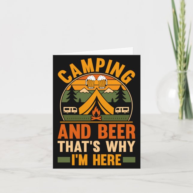 Mens camping beer camp life forest camper card (Front)