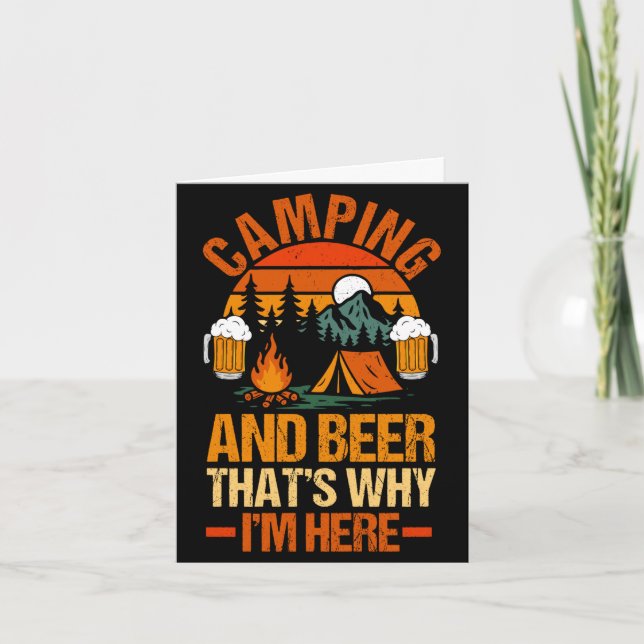 Mens camping beer camp life forest camper card (Front)