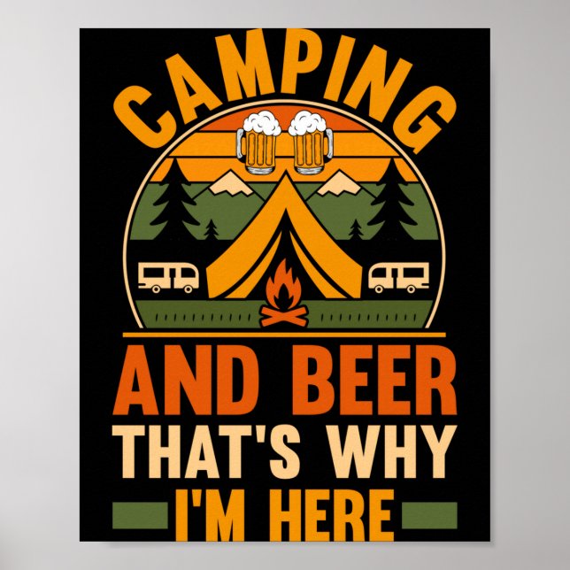 Mens camping beer camp life forest camper poster (Front)