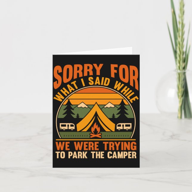 Mens camping bonfire camp life forest camper card (Front)
