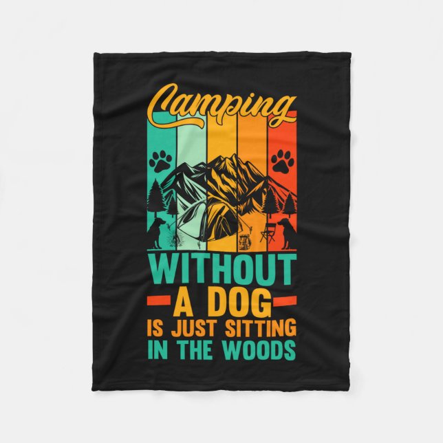 Mens camping bonfire camp life forest camper fleece blanket (Front)