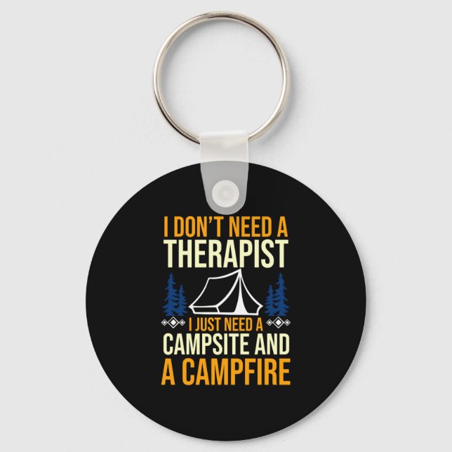 Mens camping bonfire camp life forest camper key ring (Front)