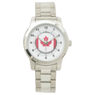 Men's Canada Flag Oversized Silver Bracelet Watch