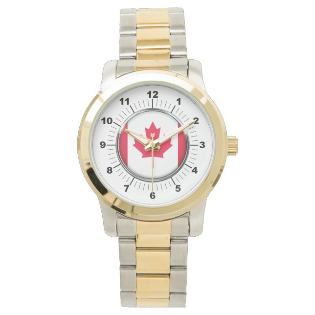 Men's Canada Flag Oversized Two-Tone Watch (Front)