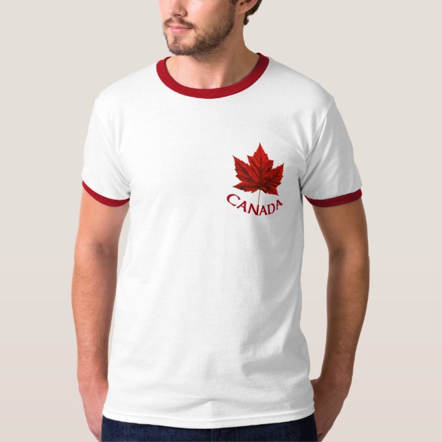 Men's Canada T-Shirt Canada Flag Maple Leaf Shirt (Front)