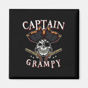Mens Captain Grampy Pirate Hat And Skull Boating G Magnet