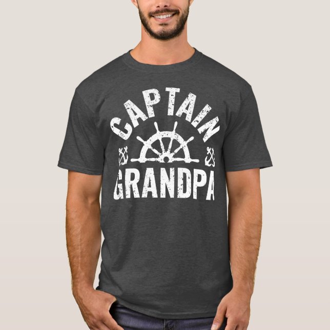 Mens Captain Grandpa Boat Owner Lake Boating T-Shirt (Front)