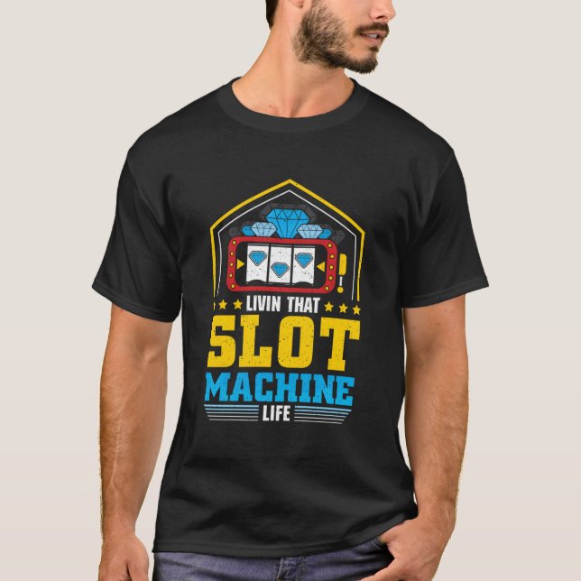 Mens Casino Costume - Livin That Slot Machine T-Shirt (Front)