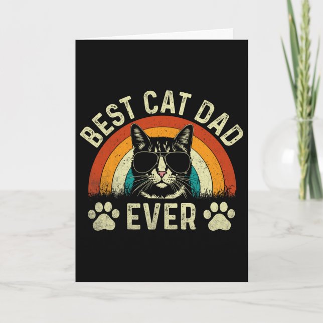 Mens Cat Dad Best Cat Dad Ever Funny Cat Daddy Vin Card (Front)