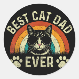 Mens Cat Dad Best Cat Dad Ever Funny Cat Daddy Vin Classic Round Sticker