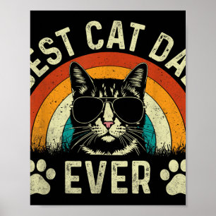 Mens Cat Dad Best Cat Dad Ever Funny Cat Daddy Vin Poster