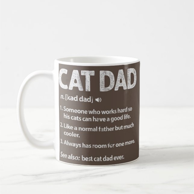 Mens Cat Dad Definition Cat Daddy Father Father's Coffee Mug (Left)
