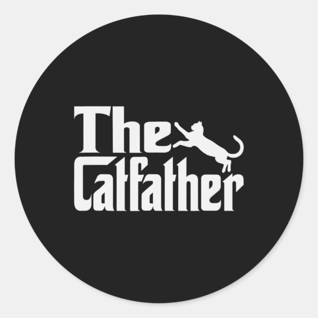 Mens Cat Father Kitty Dad Fathers Day Meow Feline  Classic Round Sticker (Front)