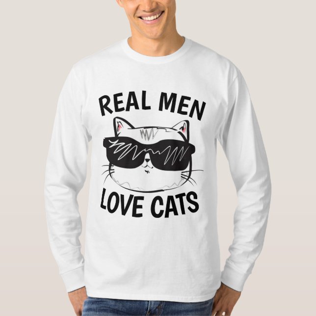 Men's Cat T-shirts, REAL MEN LOVE CATS T-Shirt (Front)