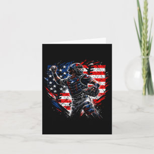 Mens Catcher Baseball American Flag Tournament Card