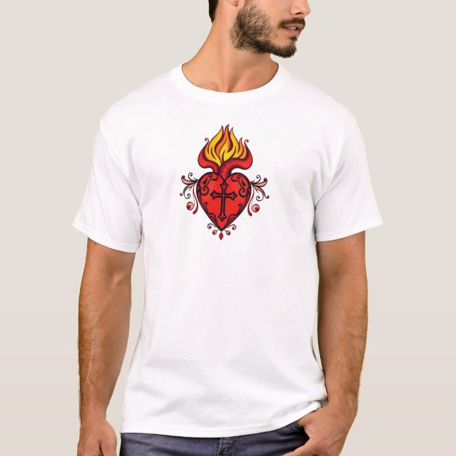 Men's Catholic Sacred Heart Tee Shirt (Front)