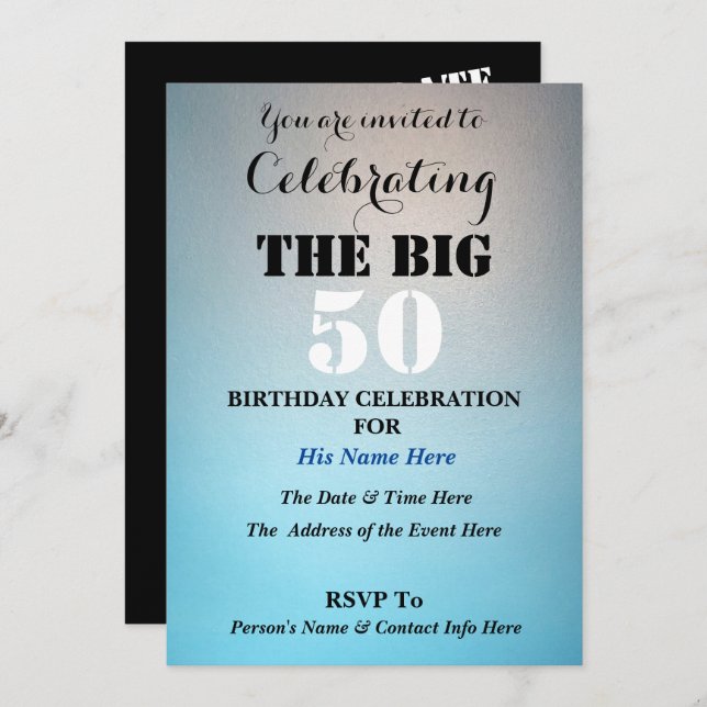Men's - Celebrating THE BIG 50 - Invitation (Front/Back)