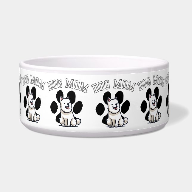 Men's Ceramic/Stainless Steel Bowl - "DOG MOM" Pat (Front)